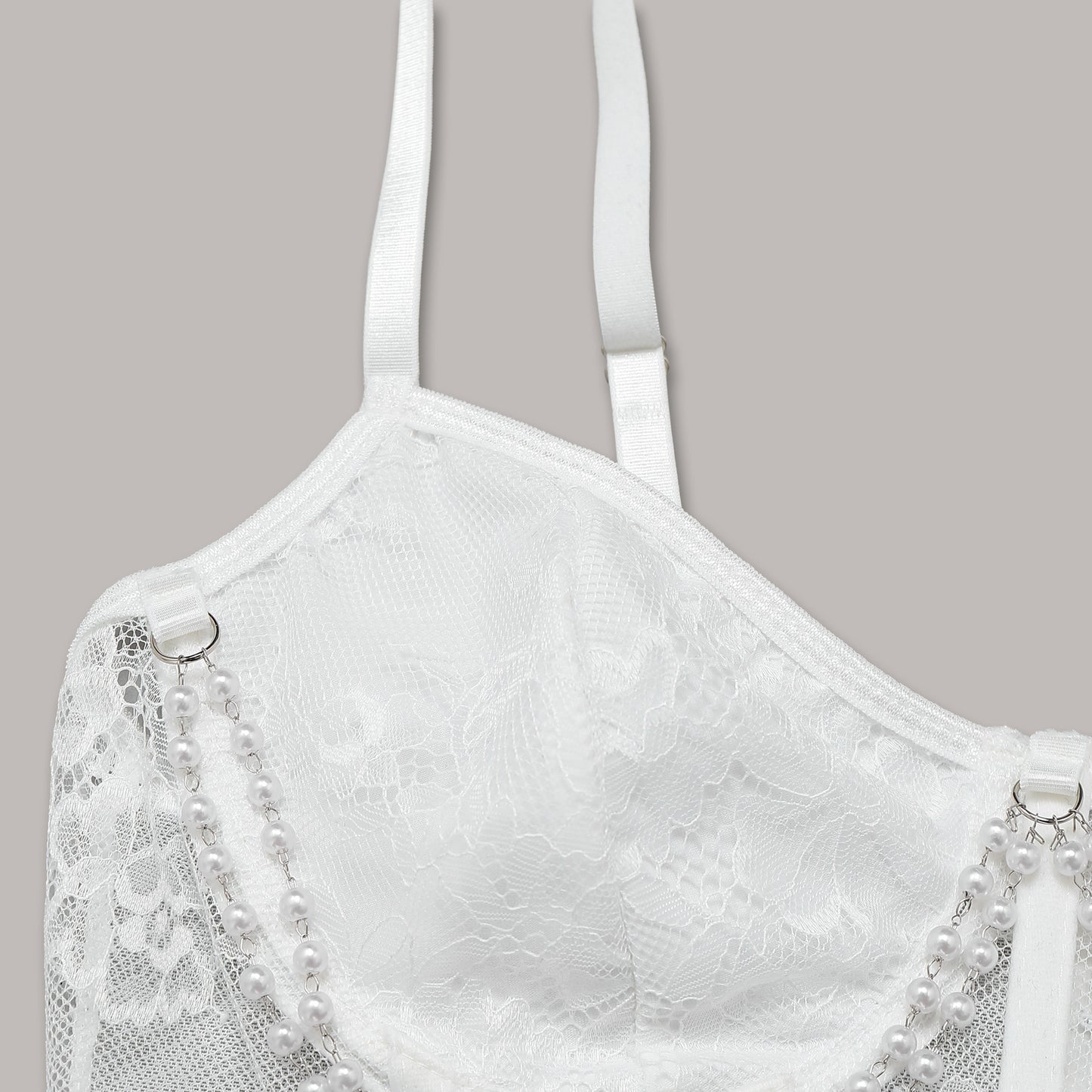 Lace Fitted Bustier Boned Crop Top