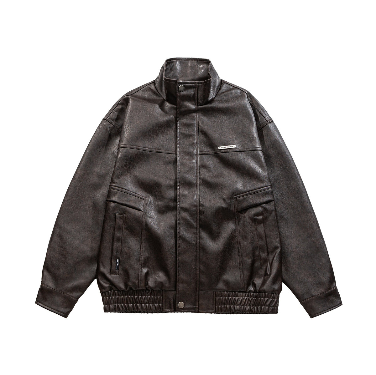 Stand-up Collar PU Leather Jacket Windproof Cool Style Versatile Motorcycle Coat