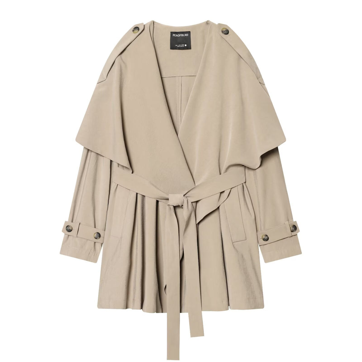 Chic Long Sleeve Trench Coat with Belt for Women