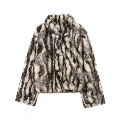 Artificial fur plush coat for women