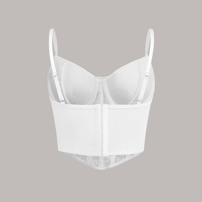 Lace Fitted Bustier Boned Crop Top