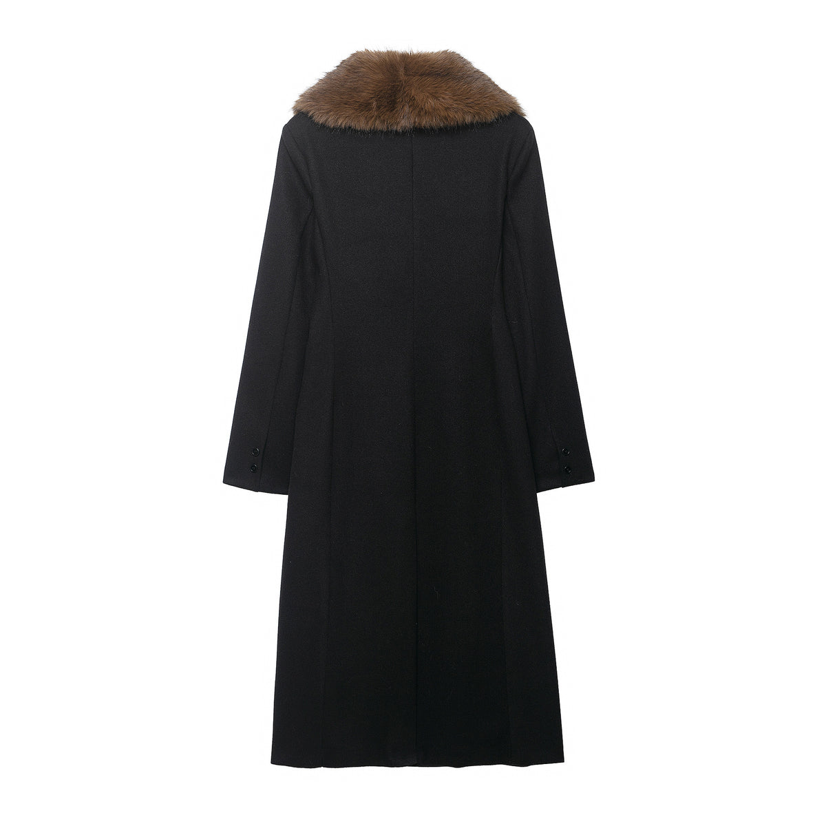 Pocket faux fur collar design coat jacket