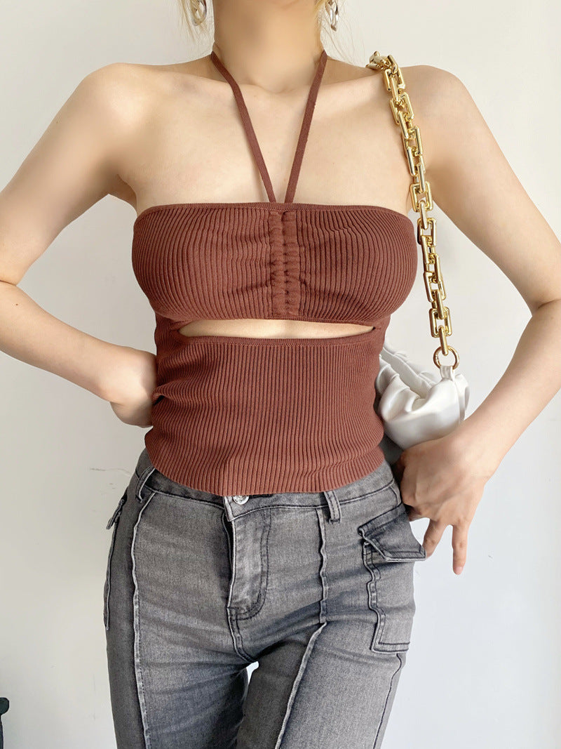 Flat neck hanging vest with camisole for women