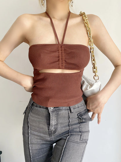 Flat neck hanging vest with camisole for women