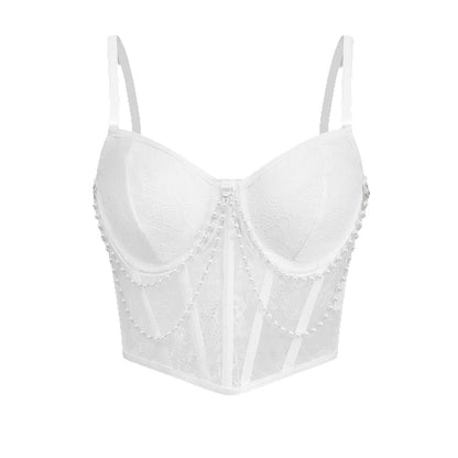 Lace Fitted Bustier Boned Crop Top