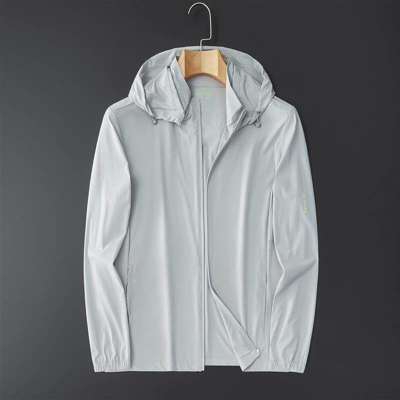 Summer Lightweight Ice Silk Men's Sun Protection Jacket, Ultra-Thin Breathable Quick-Dry Outdoor Hooded Fishing Big Size Sun Shield Coat