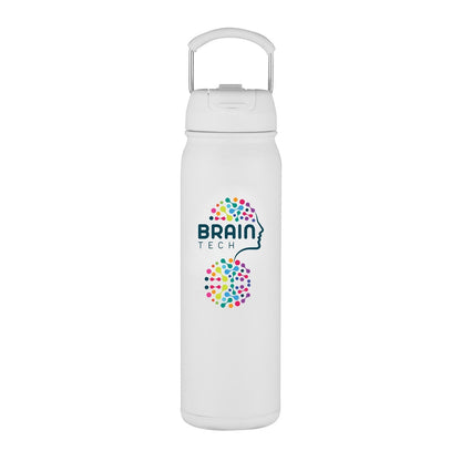 Freeze Sip  24oz Recycled Stainless Steel Bottle with easy carry handle, dual use lid & twist open bottom