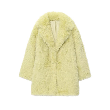 Collar faux fur effect coat jacket