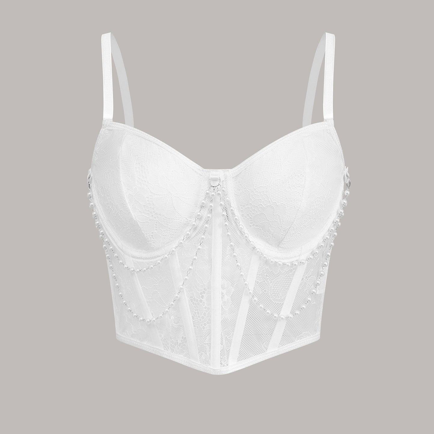 Lace Fitted Bustier Boned Crop Top