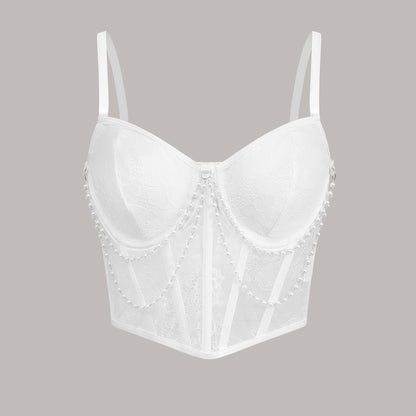 Lace Fitted Bustier Boned Crop Top