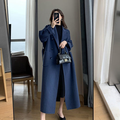 Wool Coat Women Medium Length Plus Size Slimming Loose High-End Stylish Knee-Length Oversized Women's Wool Coat