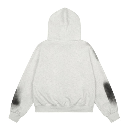 Tie dye fur collar hooded sweatshirt women's coat