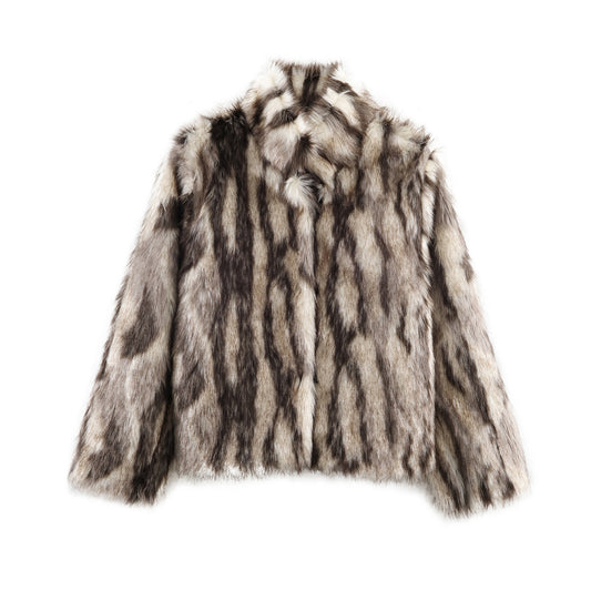 Artificial fur plush coat for women