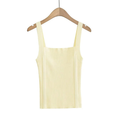 Flat mouth wide shoulder knitted camisole vest