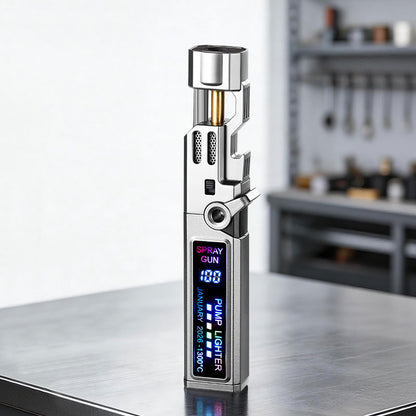Windproof High‑Temperature High‑Power Outdoor Torch Lighter with LED Digital Display, Metal Body & Bottle Opener