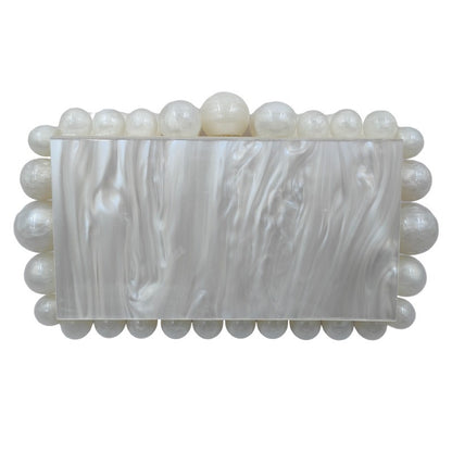 Women Clear Acrylic Box Evening Clutch Bags For Wedding Party Luxury Gold Foil Beads Purses And Handbags