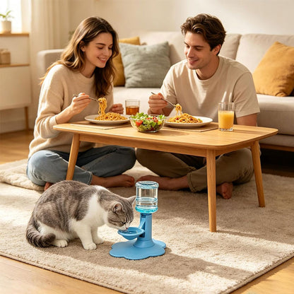 Gravity Cat Water Dispenser, No Electricity, Filter-Free, Adjustable Height Pet Fountain for Cats & Small Dogs