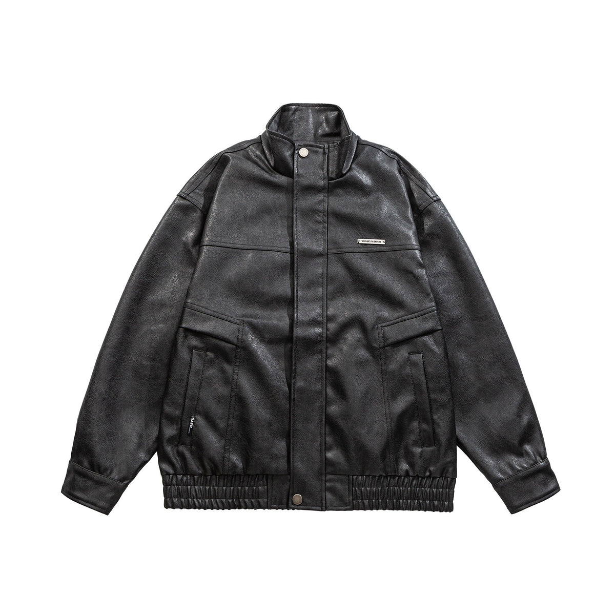 Stand-up Collar PU Leather Jacket Windproof Cool Style Versatile Motorcycle Coat