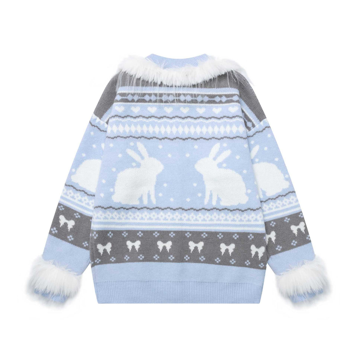 Plush collar rabbit coat