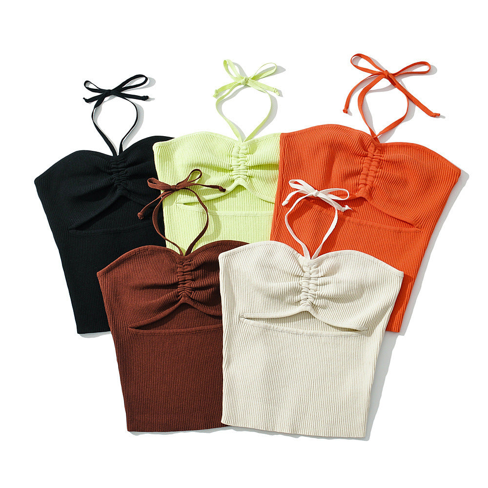 Flat neck hanging vest with camisole for women