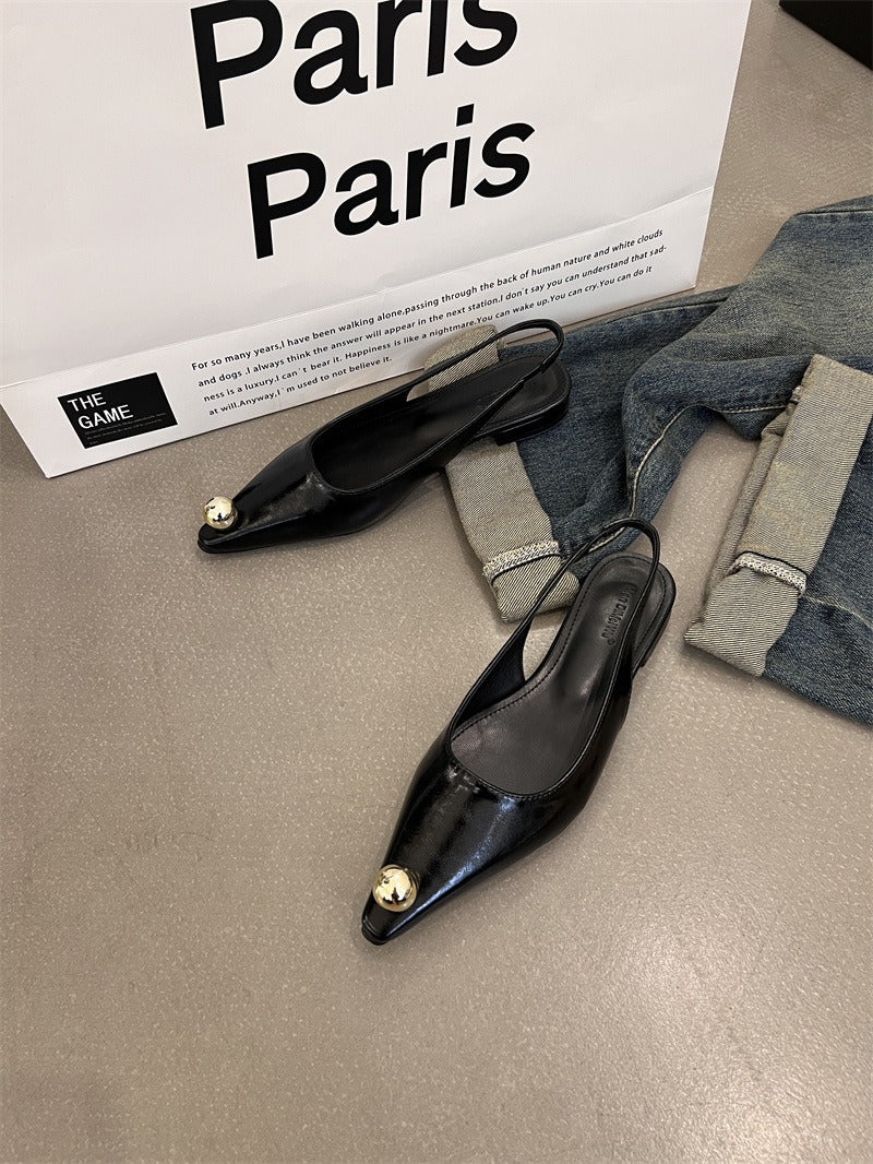 Flats Sandals Elegant Women Shoes Female Footwear Shallow Fashion Metal Slides Ladies Sandals Shoes