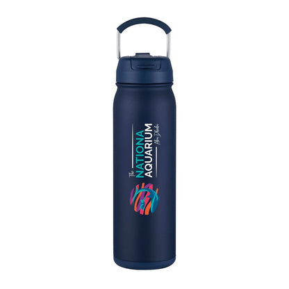 Freeze Sip  24oz Recycled Stainless Steel Bottle with easy carry handle, dual use lid & twist open bottom