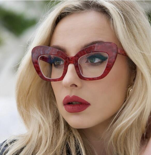 Anti-blue light large frame cat eye flat mirror