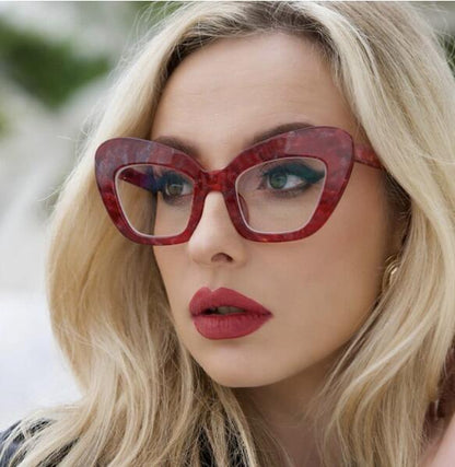 Anti-blue light large frame cat eye flat mirror