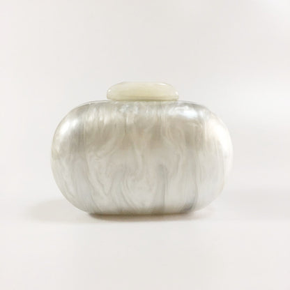 New Women's Oval Acrylic Evening Bag Fashion Solid Color Pearl Clutch Bag Shoulder Box Bag