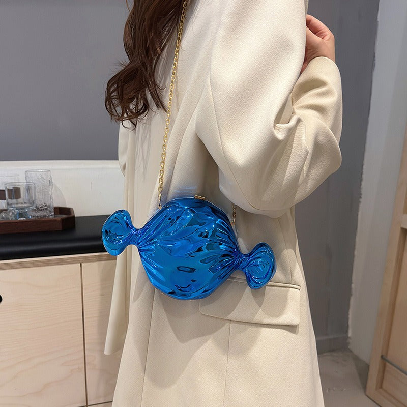 Fashion niche candy acrylic bag, forest style soft girl cute and versatile chain crossbody small round bag
