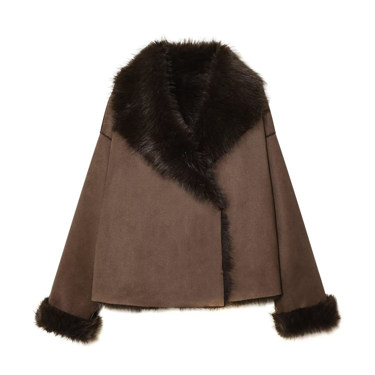 Artificial fur double-sided coat jacket