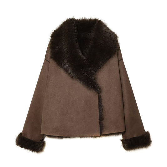 Artificial fur double-sided coat jacket