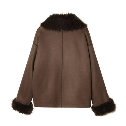 Artificial fur double-sided coat jacket