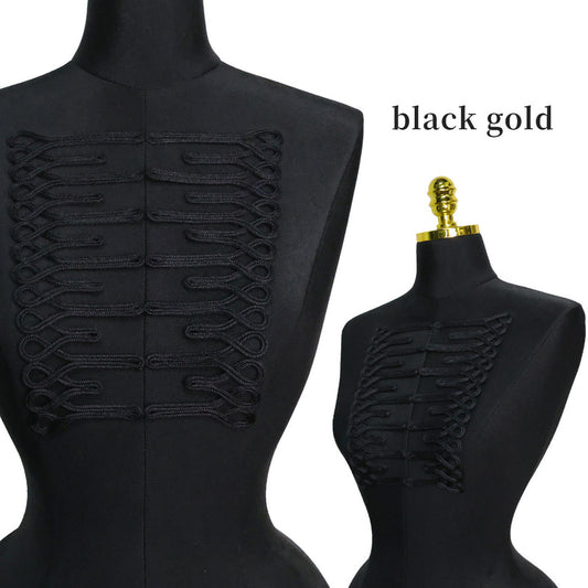 Gold Thread Chinese Knot Button, Trapezoid Frog Closure for Dancewear & Oriental Dress