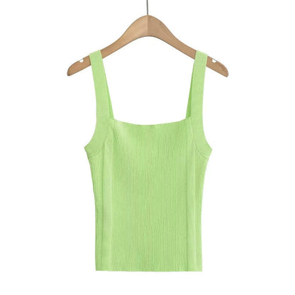 Flat mouth wide shoulder knitted camisole vest