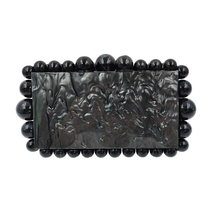 Women Clear Acrylic Box Evening Clutch Bags For Wedding Party Luxury Gold Foil Beads Purses And Handbags