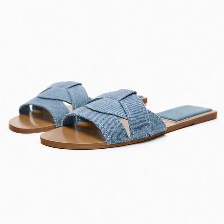 European and American style women's shoes, flat sandals, comfortable outer wear, simple style women's shoes