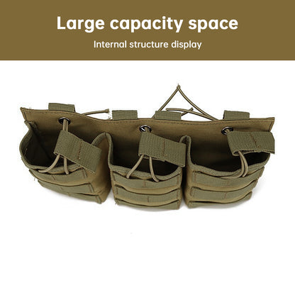 Triple Open-Top Tactical Rifle Magazine Pouch Holder for .223 / 5.56, Universal M4 M16 M14 Mag Carrier Bag