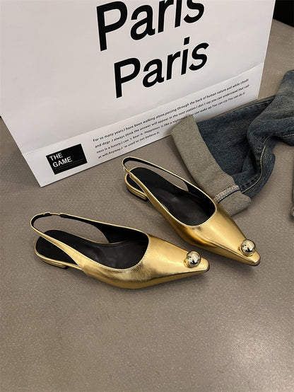 Flats Sandals Elegant Women Shoes Female Footwear Shallow Fashion Metal Slides Ladies Sandals Shoes