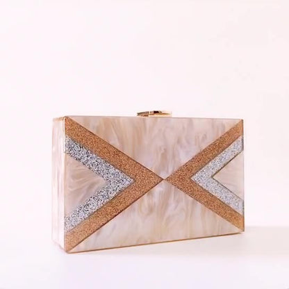 New Wallet Fashion Half Fold Stripe Acrylic Dinner Bag Women Sequin Splice Banquet Bag One Shoulder Crossbody Bag