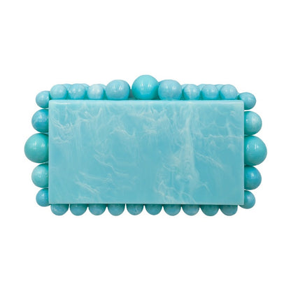 Women Clear Acrylic Box Evening Clutch Bags For Wedding Party Luxury Gold Foil Beads Purses And Handbags