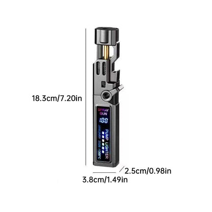 Windproof High‑Temperature High‑Power Outdoor Torch Lighter with LED Digital Display, Metal Body & Bottle Opener