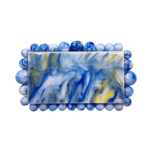 Women Clear Acrylic Box Evening Clutch Bags For Wedding Party Luxury Gold Foil Beads Purses And Handbags