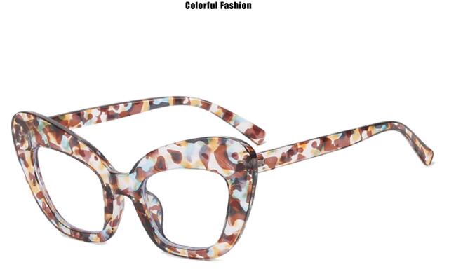 Anti-blue light large frame cat eye flat mirror