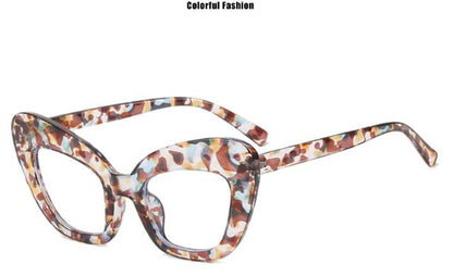 Anti-blue light large frame cat eye flat mirror