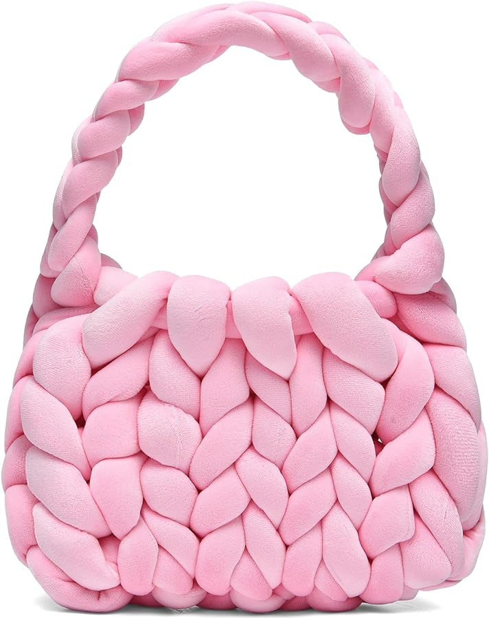 DIY hand woven crystal velvet core spun yarn woven hand-held mailman bag