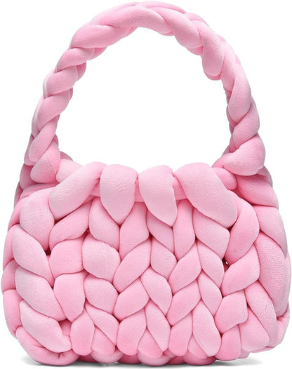 DIY hand woven crystal velvet core spun yarn woven hand-held mailman bag