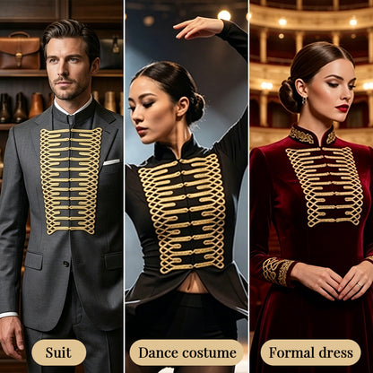 Gold Thread Chinese Knot Button, Trapezoid Frog Closure for Dancewear & Oriental Dress
