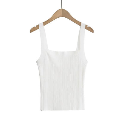Flat mouth wide shoulder knitted camisole vest
