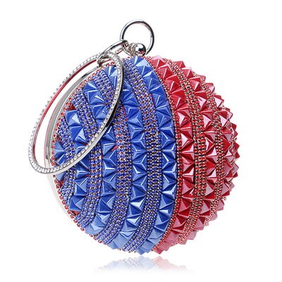 Ceramics Beaded Women Clutches Diamonds Rivet Fashion Round Lady Evening Bags Crystal Wedding Party Bridal Purse